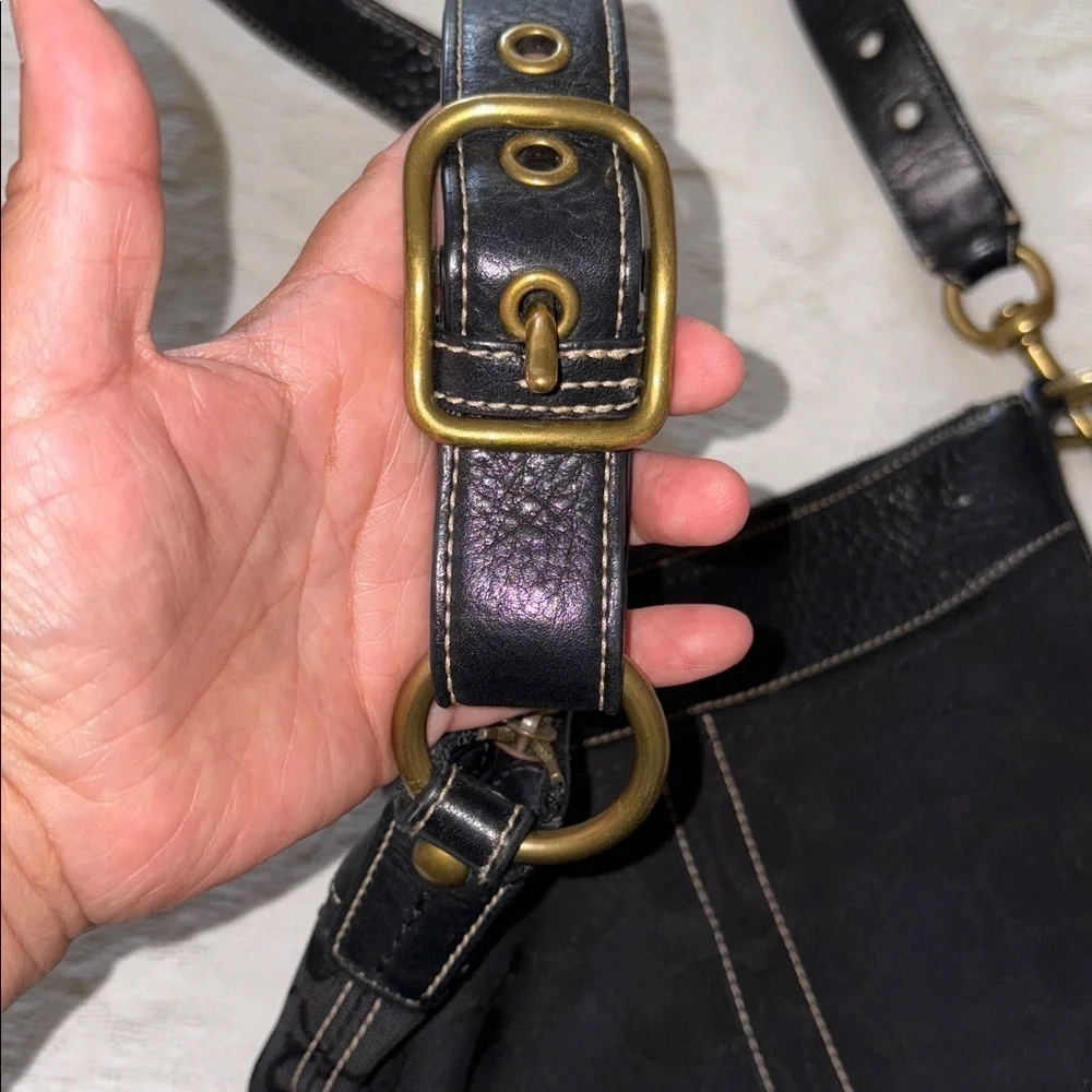 BNWOT Coach Black Leather/Canvas Crossbody Bag